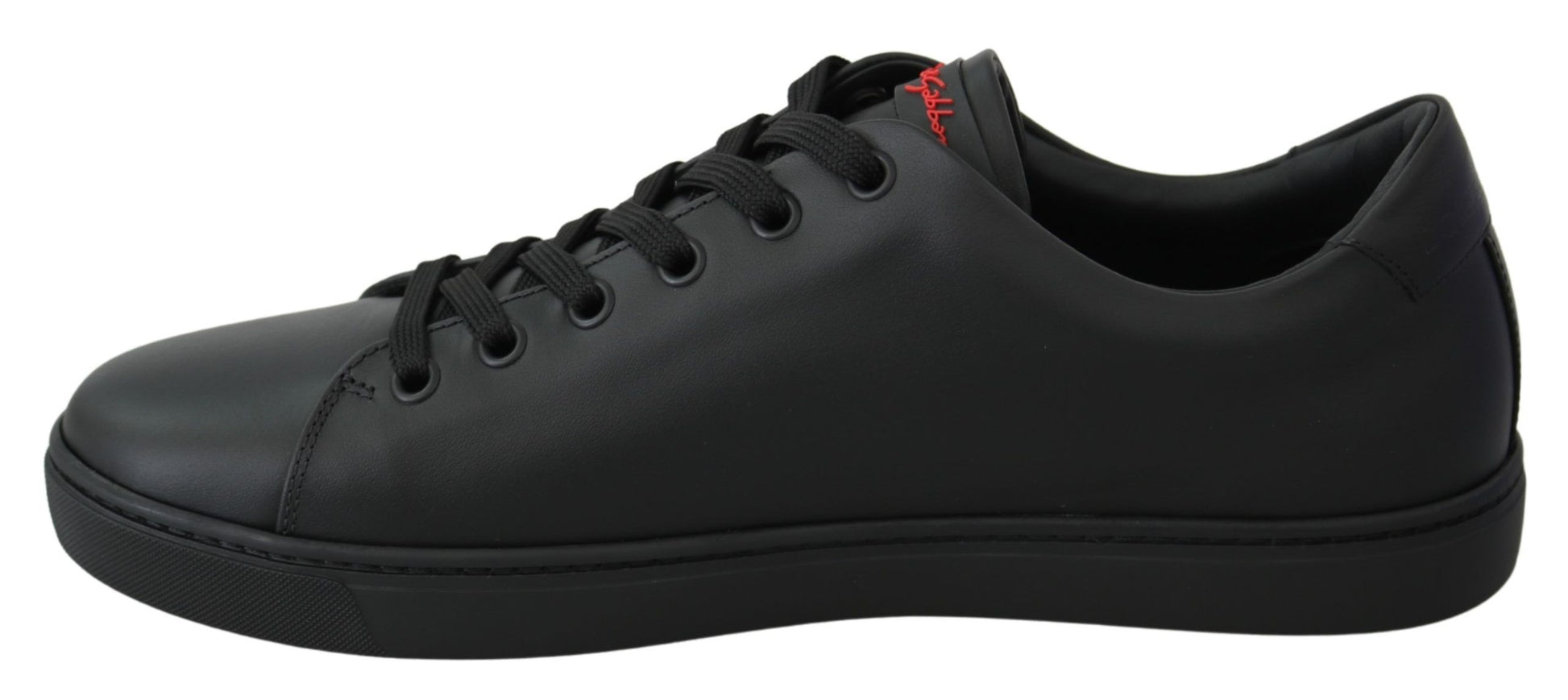 Dolce & Gabbana Black Leather Love Heart Sneakers Womens Shoes Curated Luxury Accessories by Orvyn