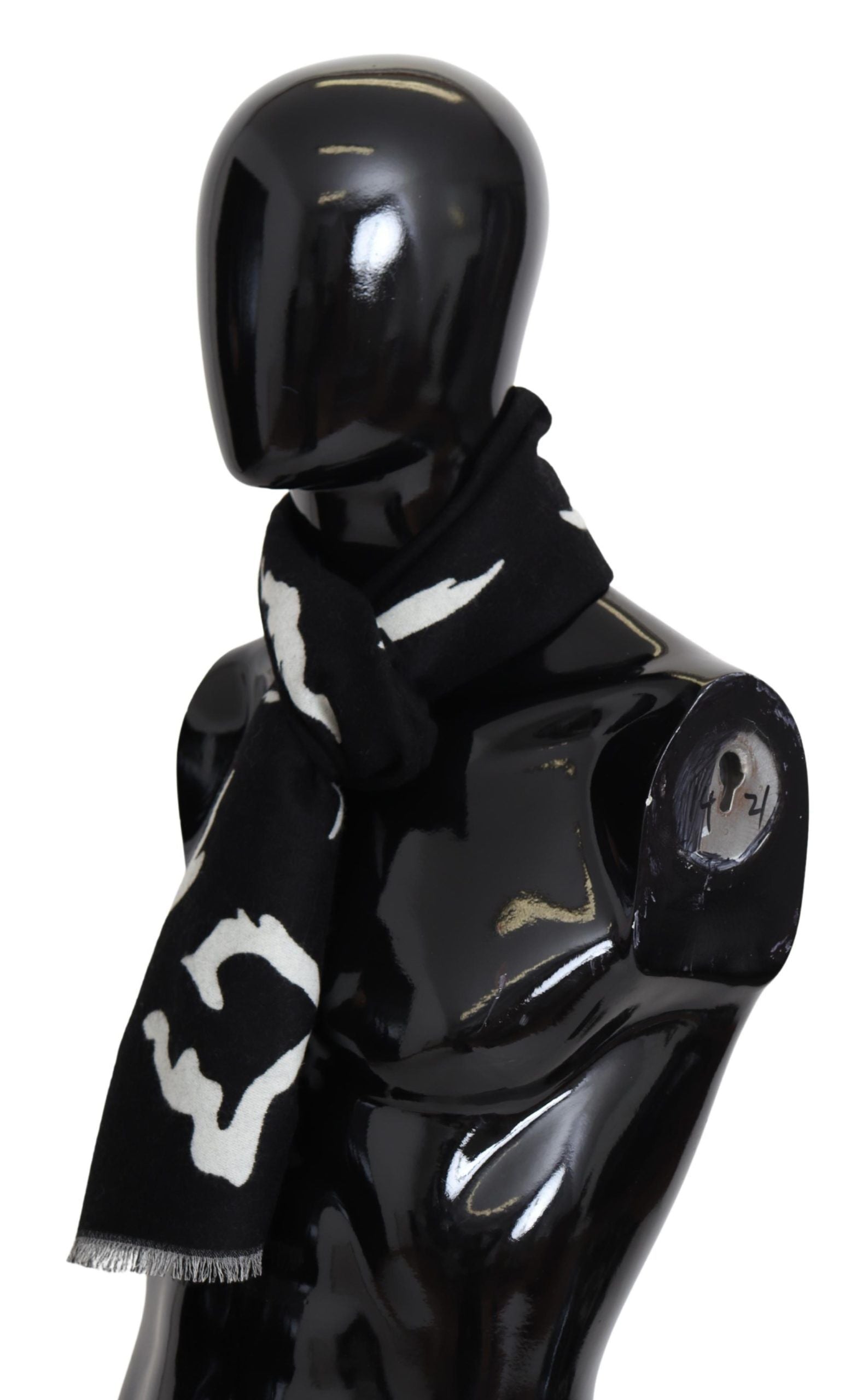 Givenchy Black White Wool Unisex Winter Warm Scarf Wrap Shawl Curated Luxury Accessories by Orvyn