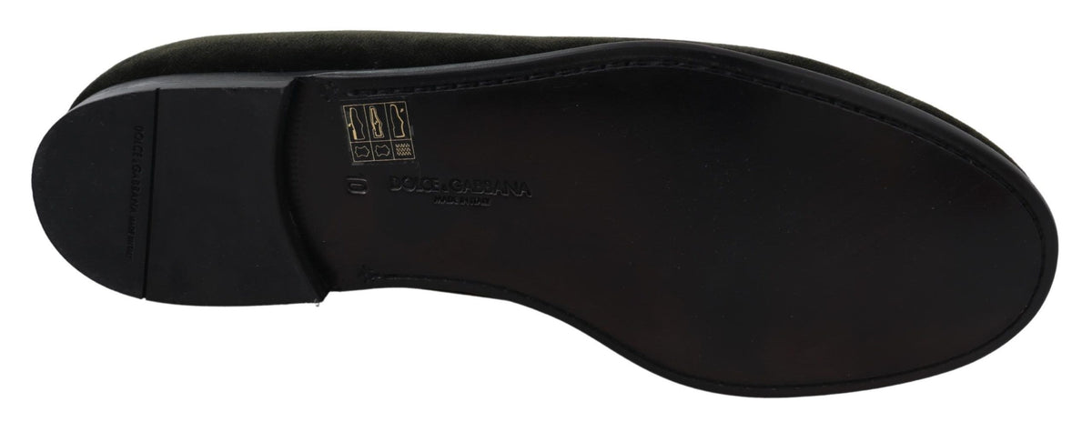 Dolce & Gabbana Green Velvet Slip On Mens Loafers Shoes grun