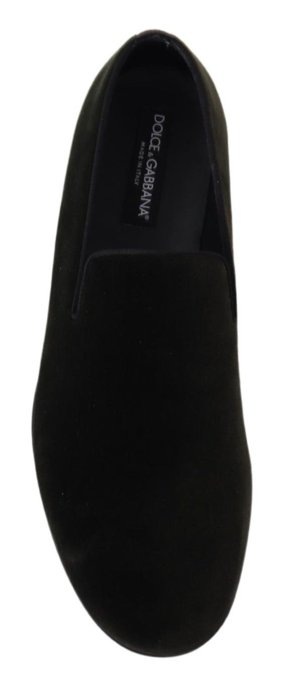 Dolce & Gabbana Green Velvet Slip On Mens Loafers Shoes grun