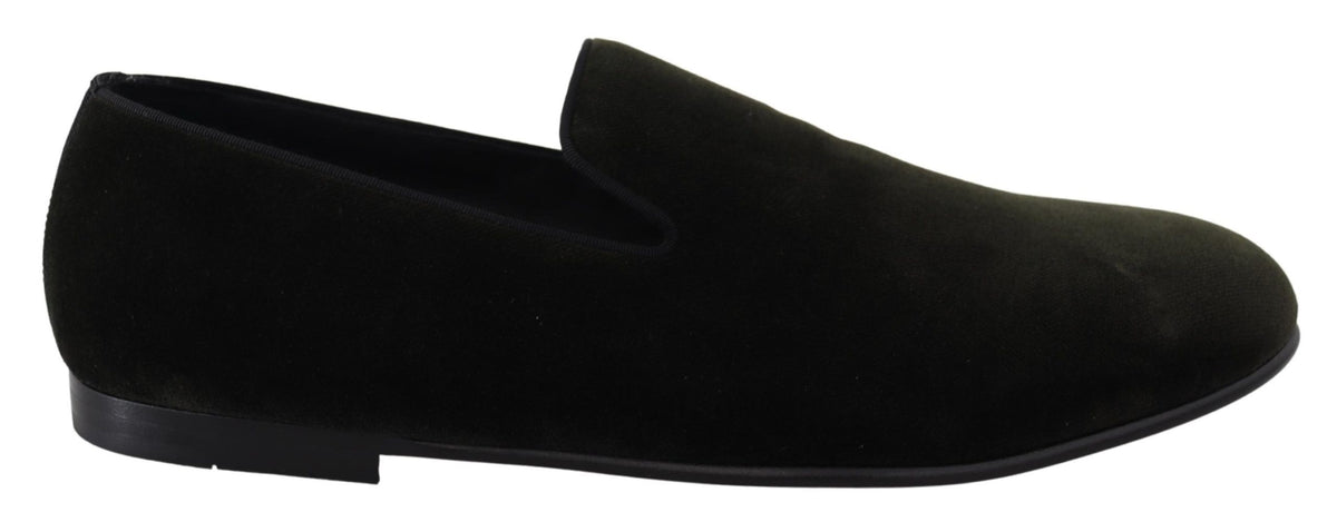 Dolce & Gabbana Green Velvet Slip On Mens Loafers Shoes grun