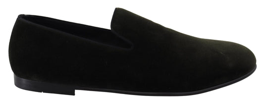 Dolce & Gabbana Green Velvet Slip On Mens Loafers Shoes grun