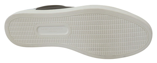 Dolce & Gabbana White Green Leather Low Top Sneakers Shoes Curated Luxury Accessories by Orvyn