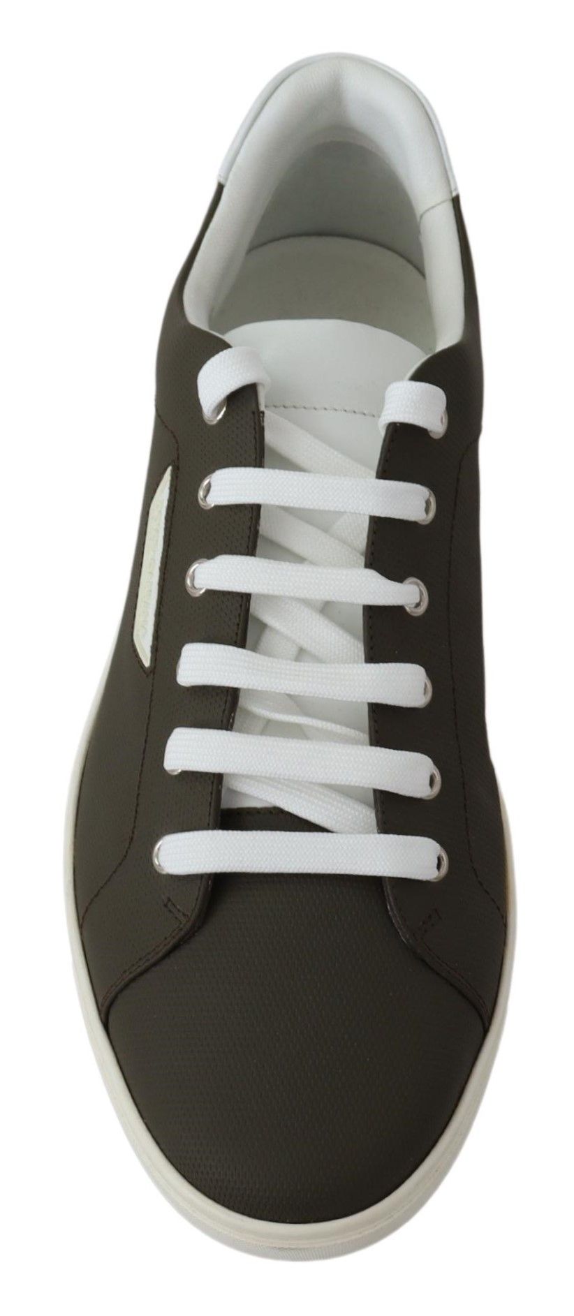 Dolce & Gabbana White Green Leather Low Top Sneakers Shoes Curated Luxury Accessories by Orvyn