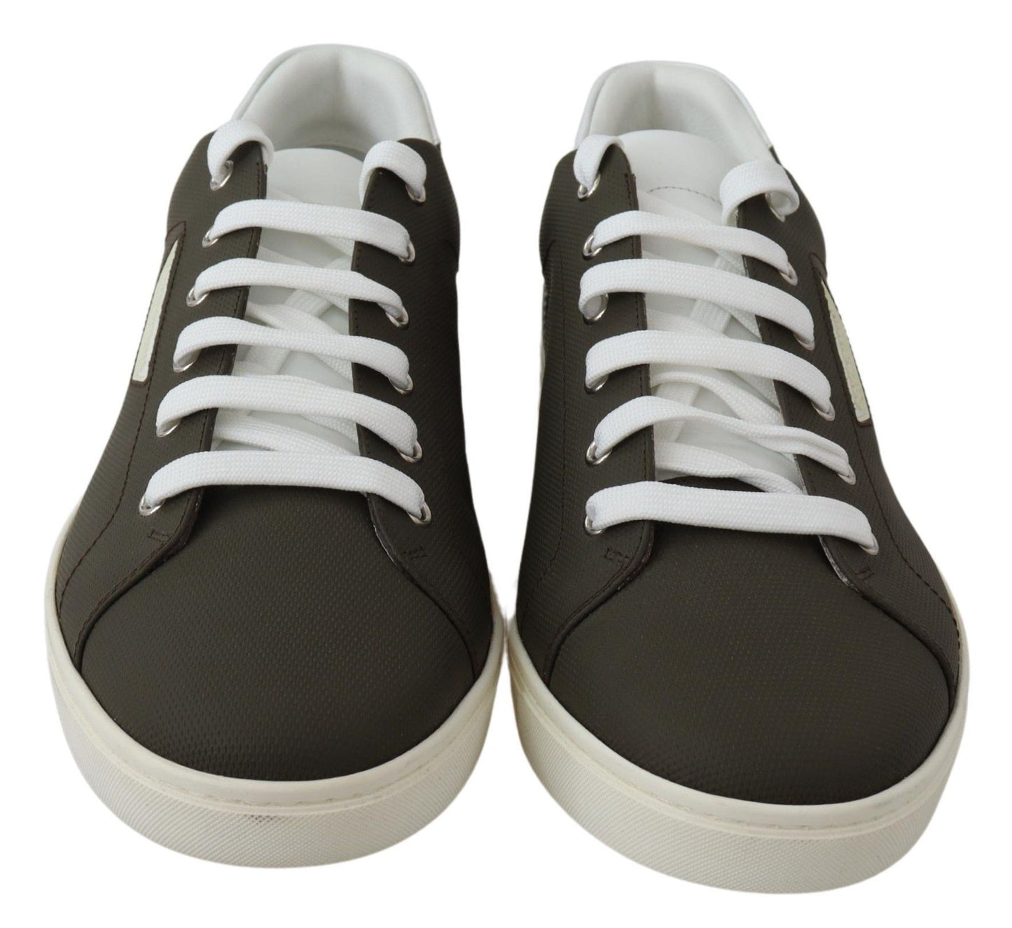 Dolce & Gabbana White Green Leather Low Top Sneakers Shoes Curated Luxury Accessories by Orvyn
