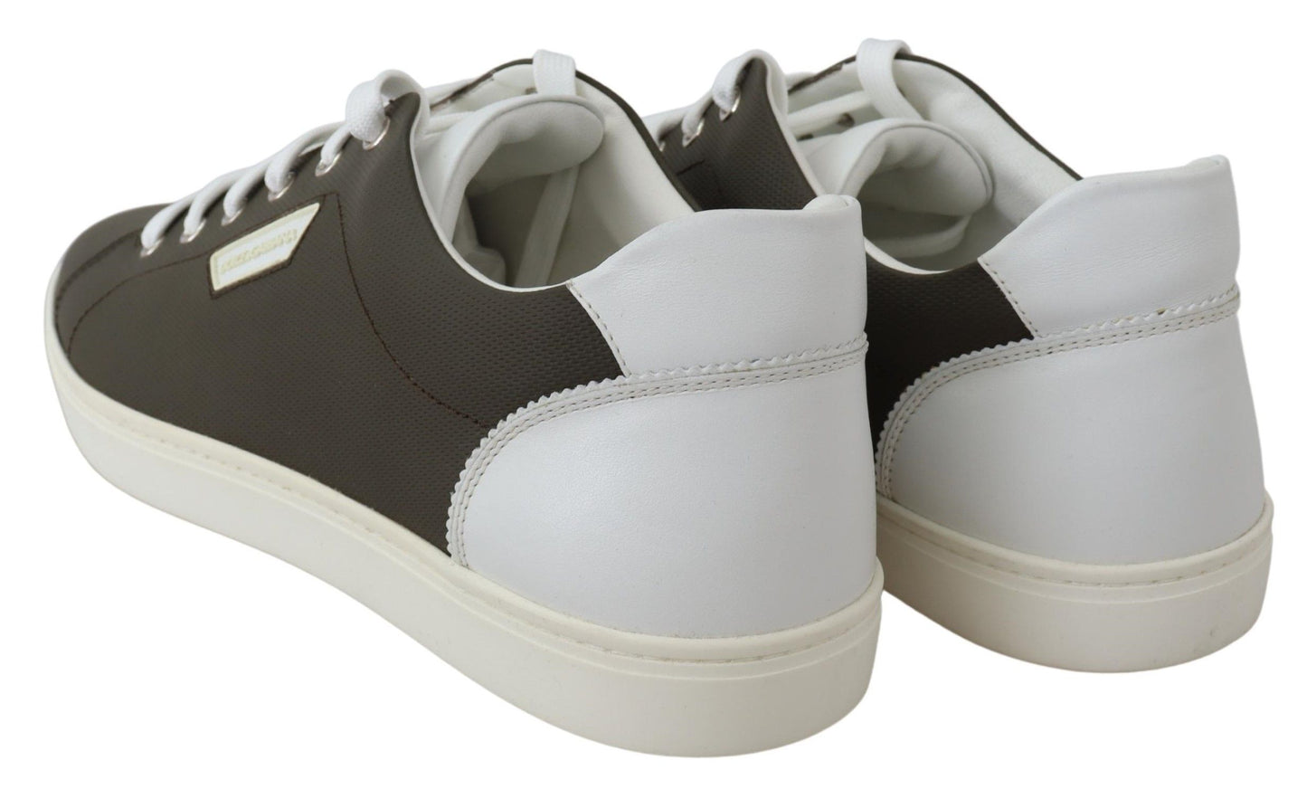 Dolce & Gabbana White Green Leather Low Top Sneakers Shoes Curated Luxury Accessories by Orvyn