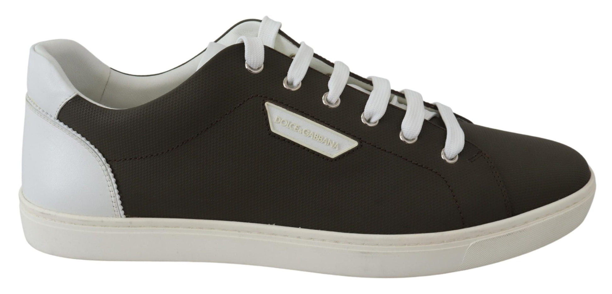 Dolce & Gabbana White Green Leather Low Top Sneakers Shoes Curated Luxury Accessories by Orvyn
