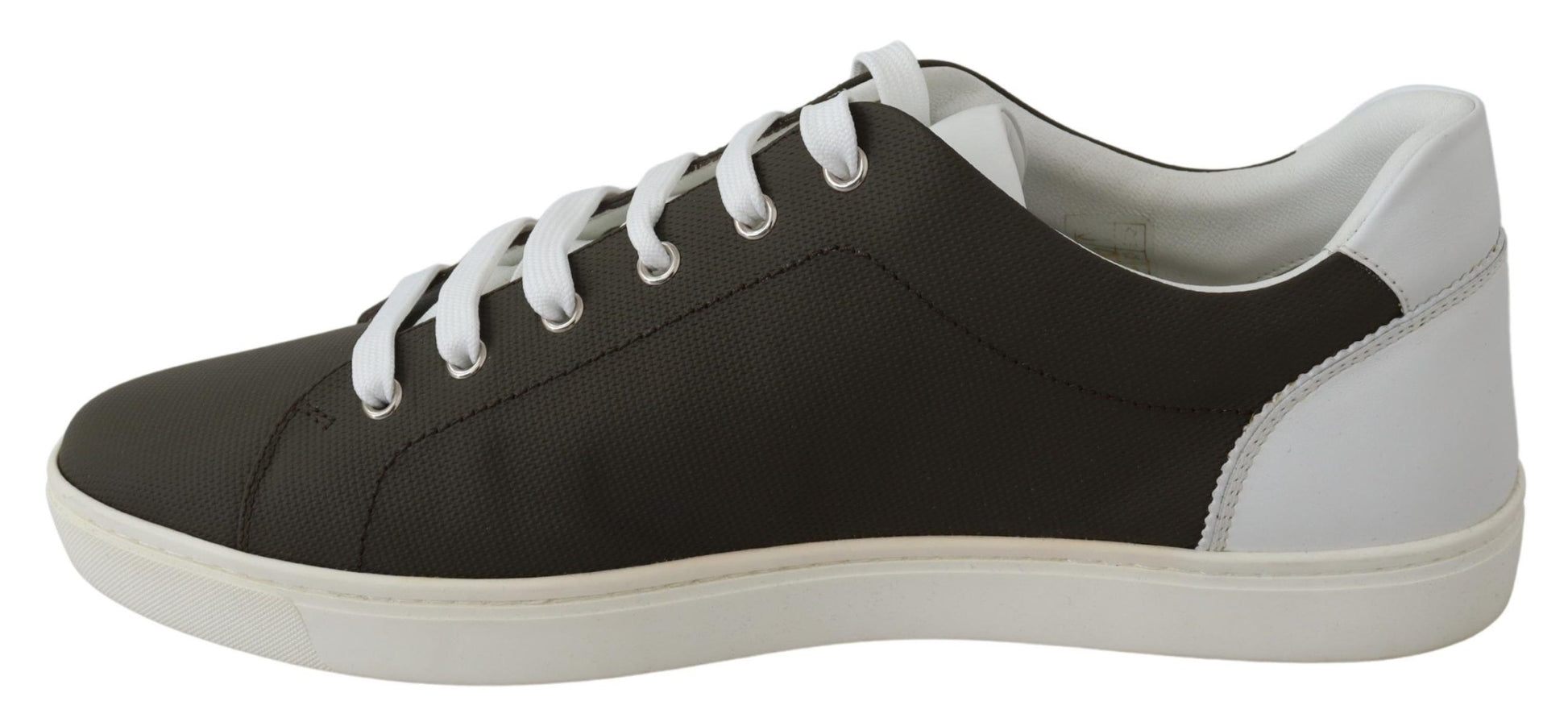 Dolce & Gabbana White Green Leather Low Top Sneakers Shoes Curated Luxury Accessories by Orvyn