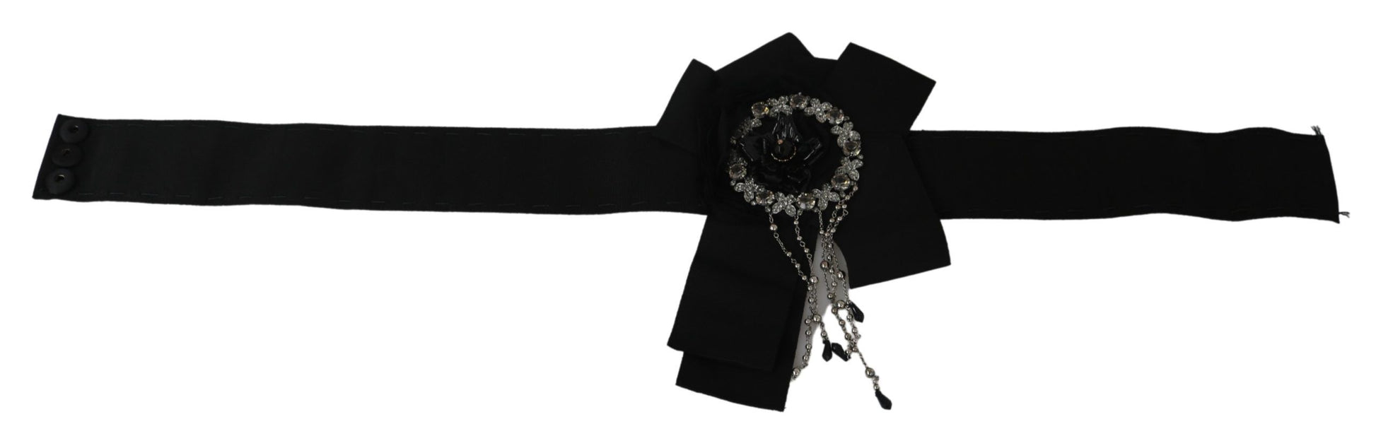 Dolce & Gabbana Black Crystal Brooch Wide Wai SATORIA Belt schwarz