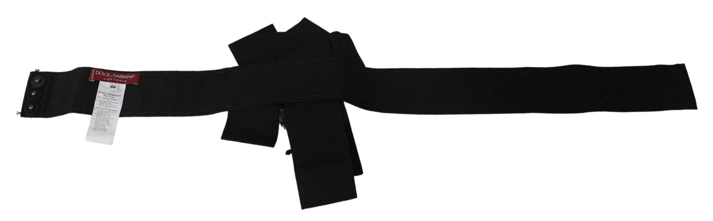 Dolce & Gabbana Black Crystal Brooch Wide Wai SATORIA Belt schwarz