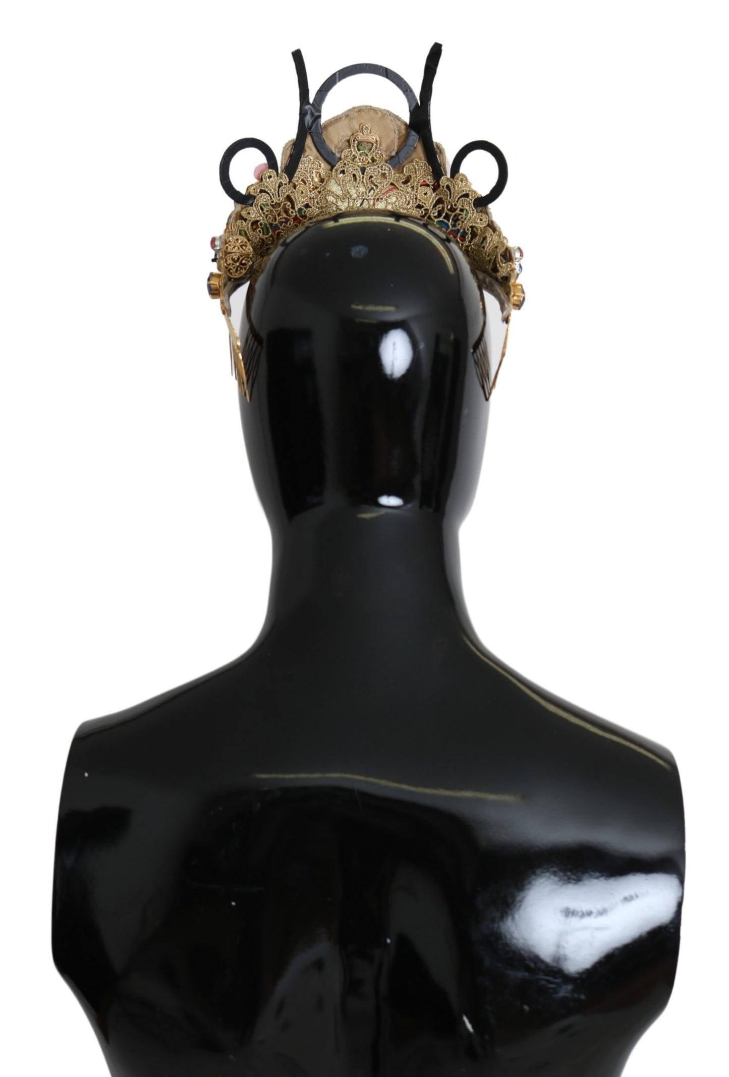 Dolce & Gabbana Gold Brass Floral Crystals LED Lights Crown Tiara Diadem Curated Luxury Accessories by Orvyn