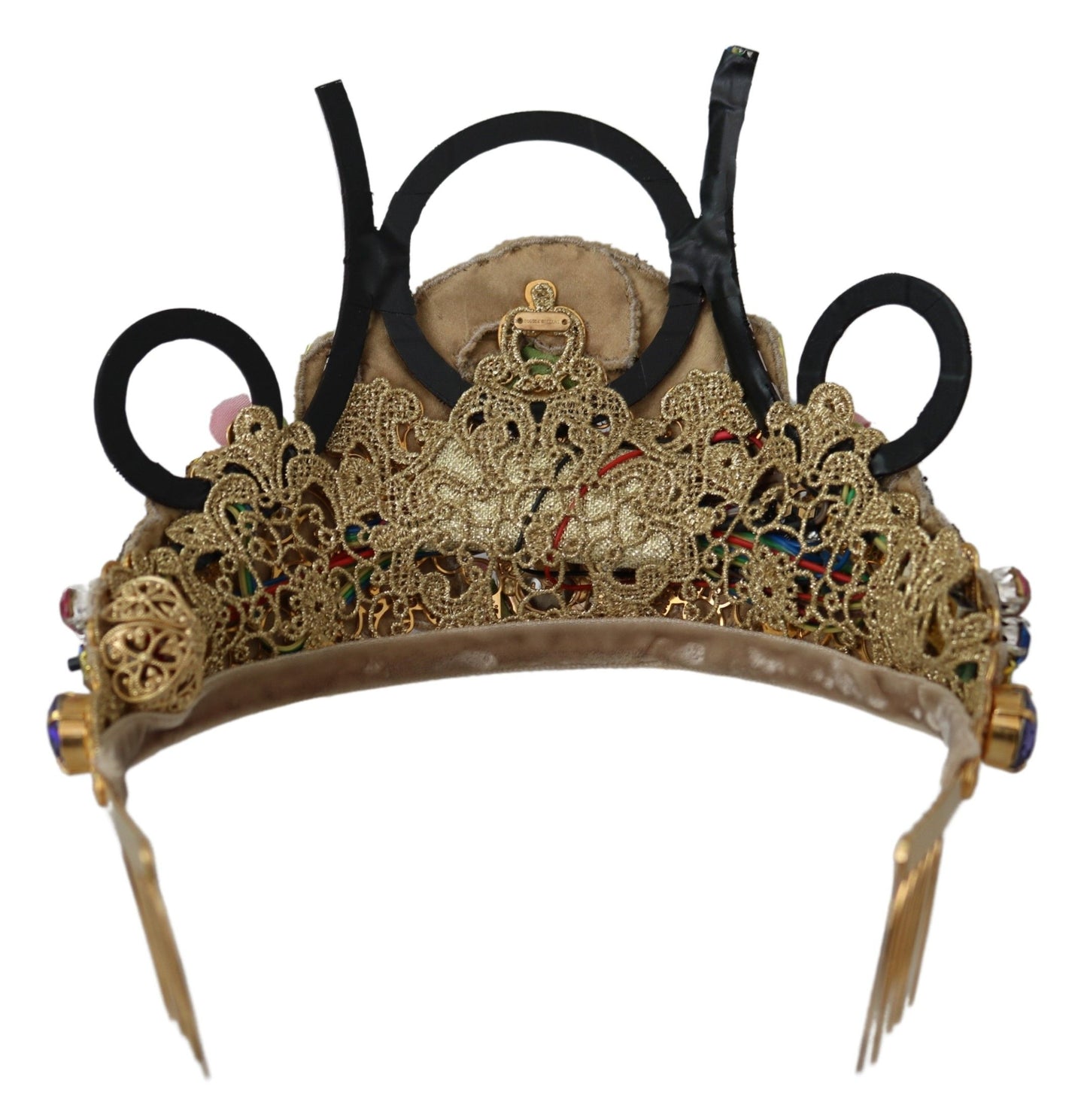 Dolce & Gabbana Gold Brass Floral Crystals LED Lights Crown Tiara Diadem Curated Luxury Accessories by Orvyn