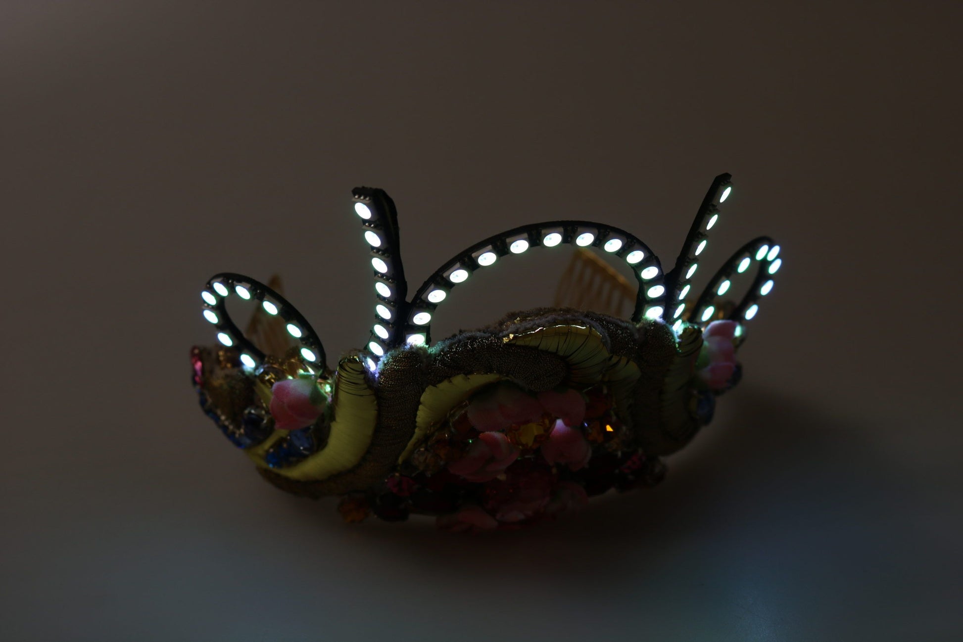 Dolce & Gabbana Gold Brass Floral Crystals LED Lights Crown Tiara Diadem Curated Luxury Accessories by Orvyn
