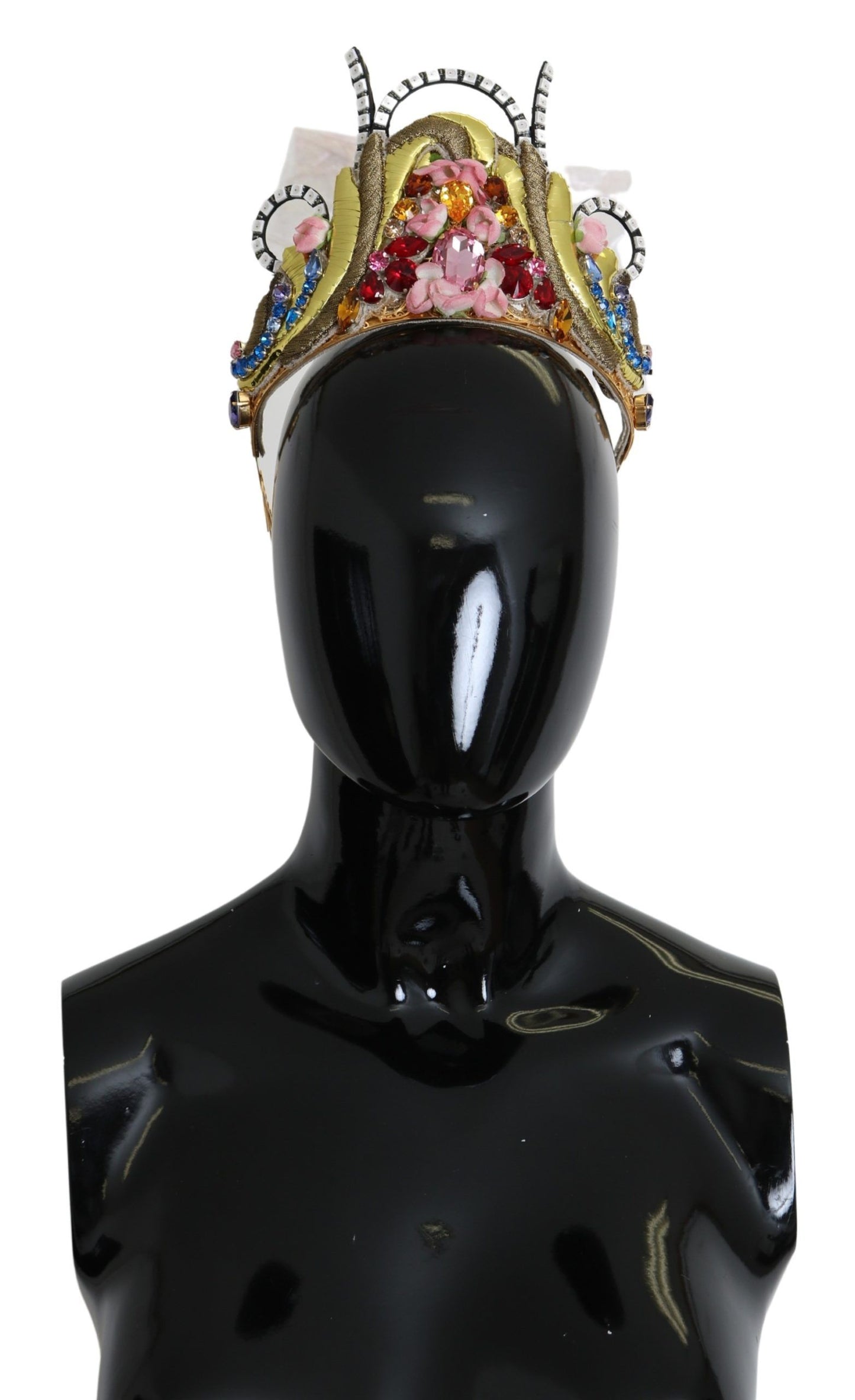 Dolce & Gabbana Gold Brass Floral Crystals LED Lights Crown Tiara Diadem Curated Luxury Accessories by Orvyn