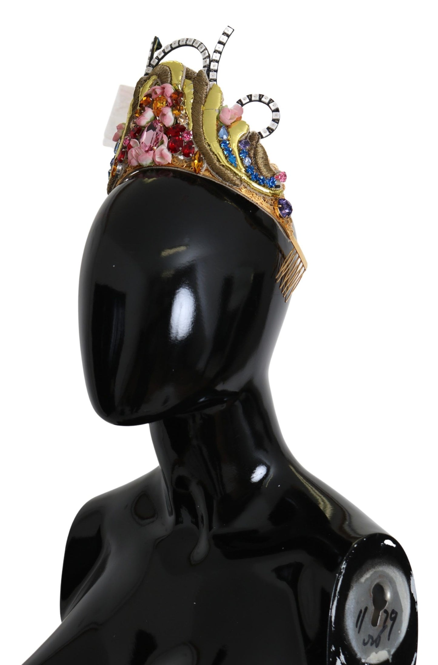 Dolce & Gabbana Gold Brass Floral Crystals LED Lights Crown Tiara Diadem Curated Luxury Accessories by Orvyn