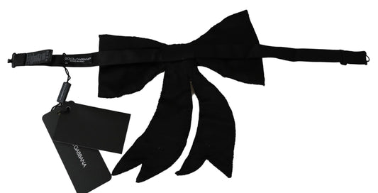 Dolce & Gabbana Silver Tone 100% Silk Crystal Embellished Women Bowtie Curated Luxury Accessories by Orvyn