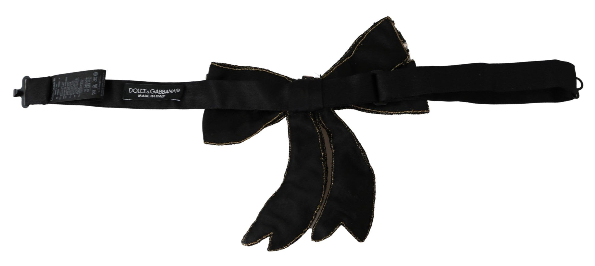 Dolce & Gabbana Gold Tone Silk Rhinestone Embellished Women Bowtie Curated Luxury Accessories by Orvyn