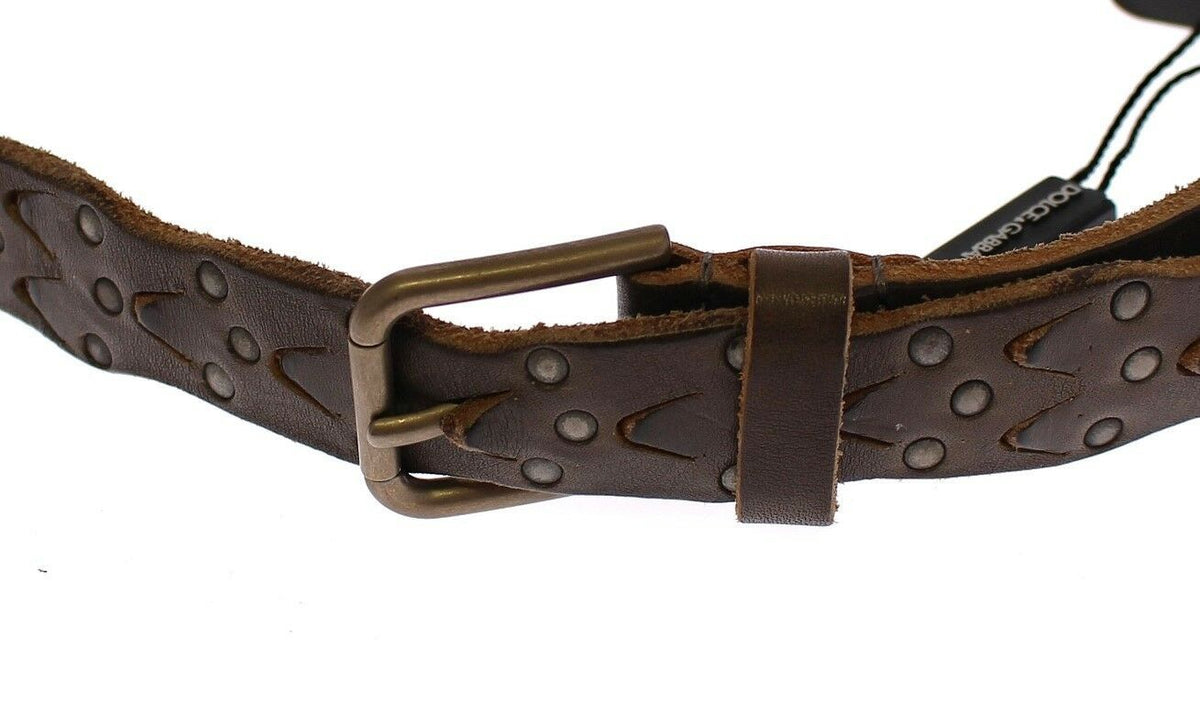 Dolce & Gabbana Brown Leather Logo Cintura Gürtel Belt braun