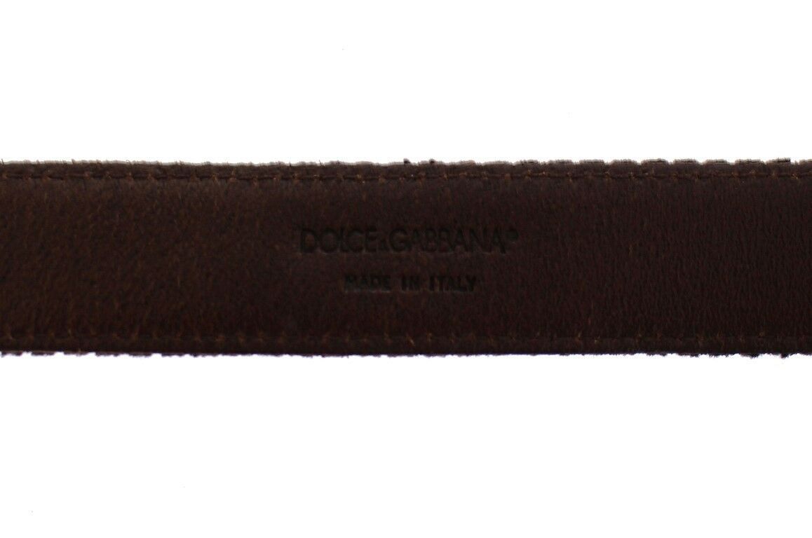 Dolce & Gabbana Brown Leather Logo Cintura Gürtel Belt braun