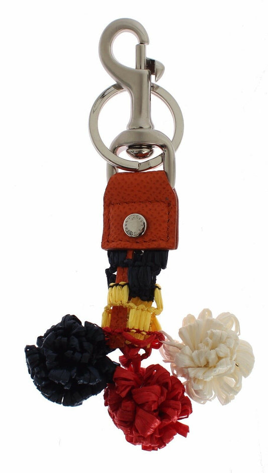 Dolce & Gabbana Multicolor Raffia Leather Clasp Finder Chain Keyring Curated Luxury Accessories by Orvyn