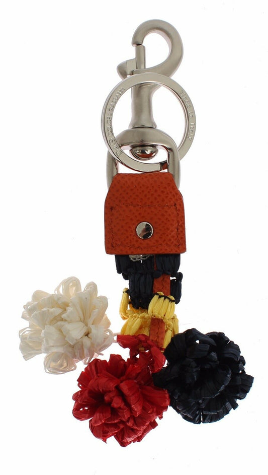 Dolce & Gabbana Multicolor Raffia Leather Clasp Finder Chain Keyring Curated Luxury Accessories by Orvyn