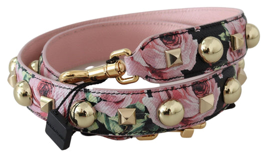 Dolce & Gabbana Pink Floral Gold Studs Bag Accessory Shoulder Strap Curated Luxury Accessories by Orvyn