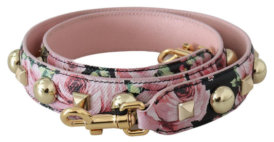 Dolce & Gabbana Pink Floral Gold Studs Bag Accessory Shoulder Strap Curated Luxury Accessories by Orvyn