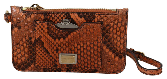 Dolce & Gabbana Brown Leather Coin Purse Wristlet Mirror AGNESE Wallet braun
