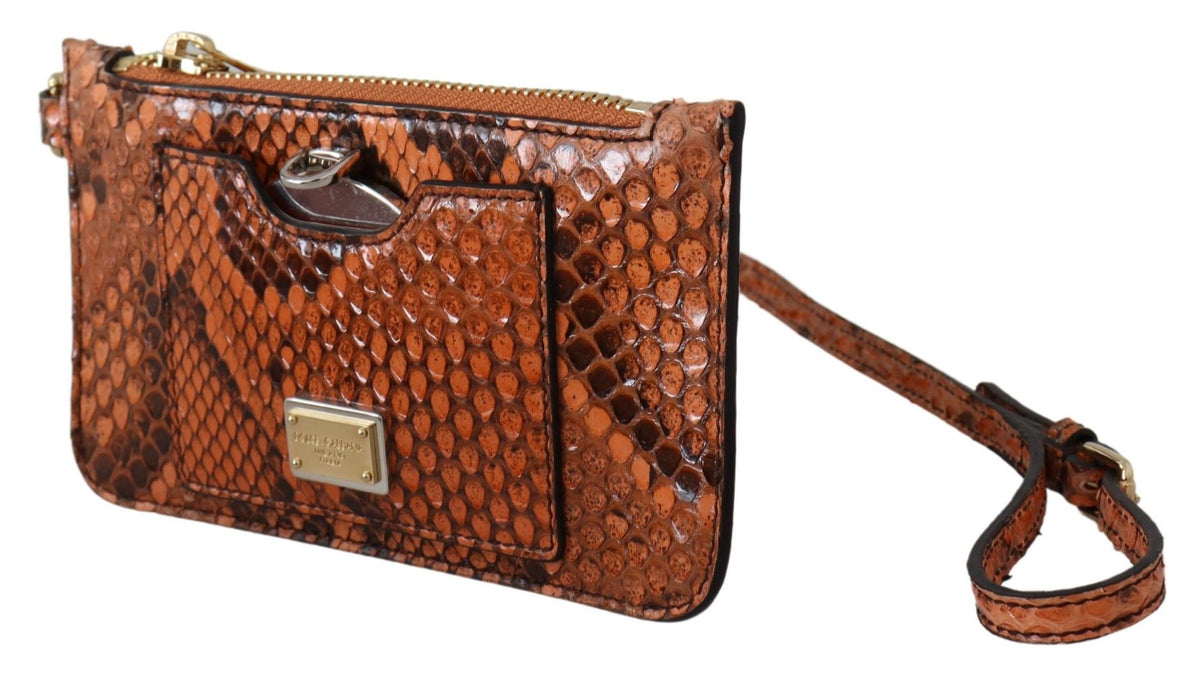 Dolce & Gabbana Brown Leather Coin Purse Wristlet Mirror AGNESE Wallet braun