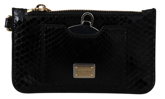 Dolce & Gabbana Black Leather Coin Purse Wristlet Mirror Agnese Wallet Curated Luxury Accessories by Orvyn