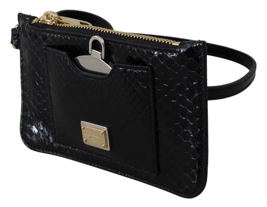 Dolce & Gabbana Black Leather Coin Purse Wristlet Mirror Agnese Wallet Curated Luxury Accessories by Orvyn