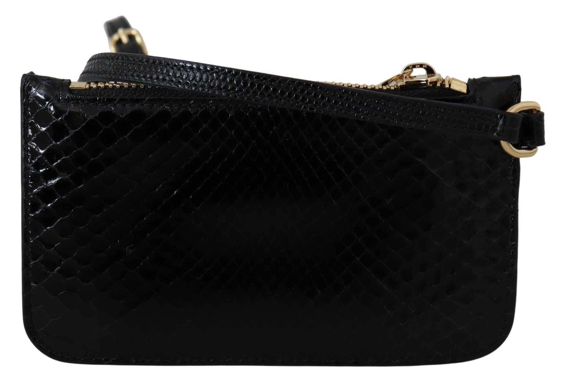 Dolce & Gabbana Black Leather Coin Purse Wristlet Mirror Agnese Wallet Curated Luxury Accessories by Orvyn