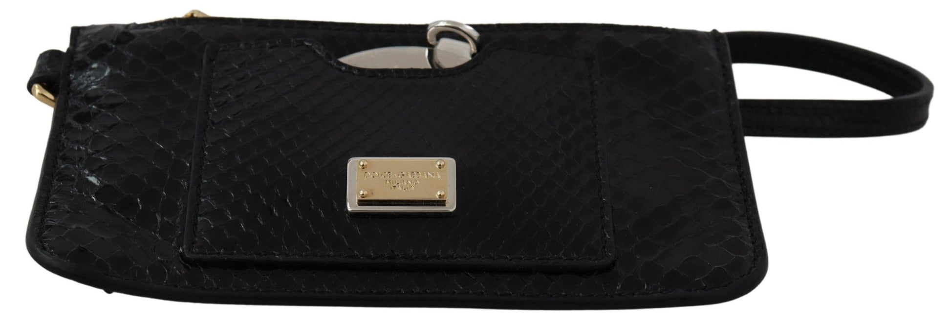 Dolce & Gabbana Black Leather Coin Purse Wristlet Mirror Agnese Wallet Curated Luxury Accessories by Orvyn