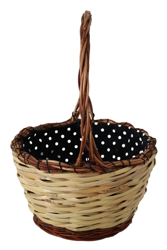 Dolce & Gabbana Beige Wood Wicker Rattan Basket Tote Bag Curated Luxury Accessories by Orvyn