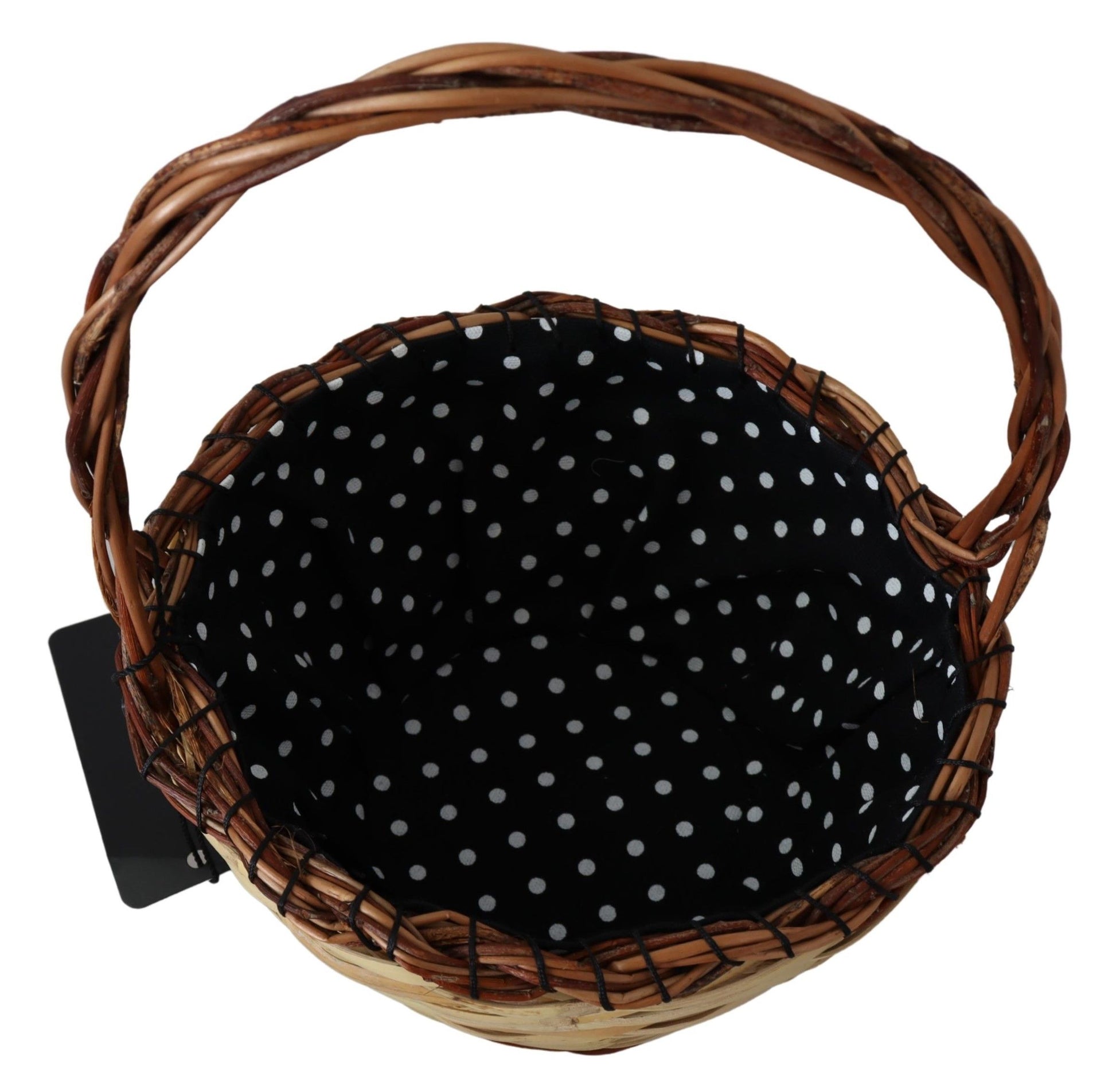 Dolce & Gabbana Beige Wood Wicker Rattan Basket Tote Bag Curated Luxury Accessories by Orvyn