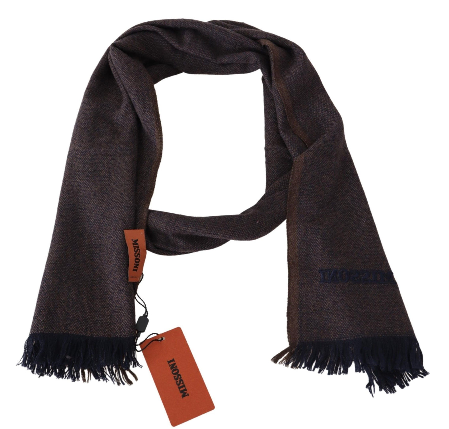 Missoni Brown 100% Cashmere Unisex Neck Wrap Fringes Scarf Curated Luxury Accessories by Orvyn