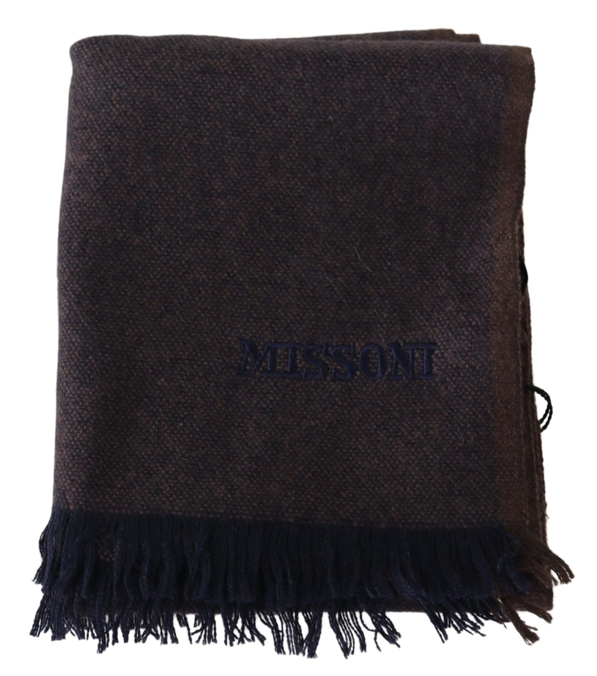 Missoni Brown 100% Cashmere Unisex Neck Wrap Fringes Scarf Curated Luxury Accessories by Orvyn