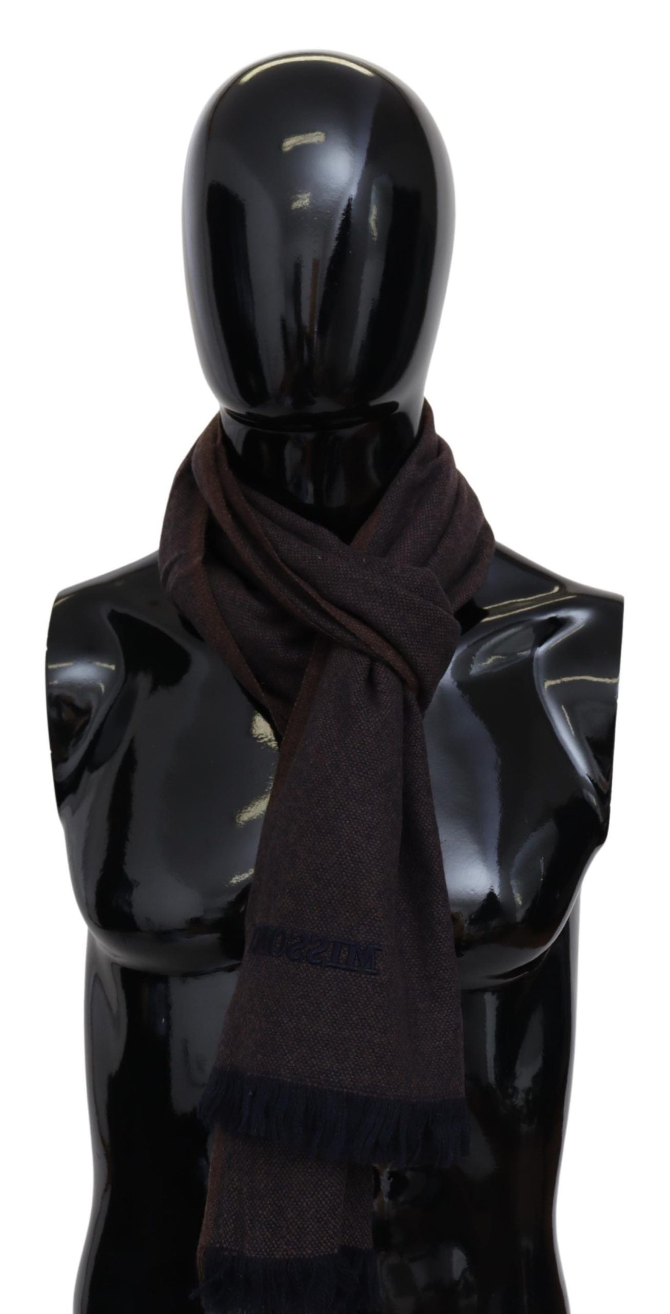 Missoni Brown 100% Cashmere Unisex Neck Wrap Fringes Scarf Curated Luxury Accessories by Orvyn