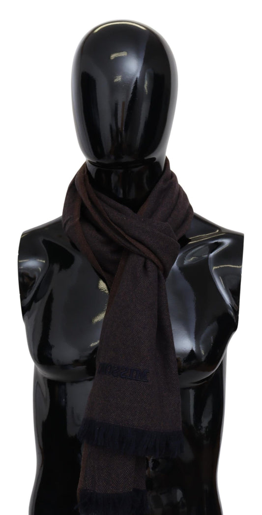 Missoni Brown 100% Cashmere Unisex Neck Wrap Fringes Scarf Curated Luxury Accessories by Orvyn