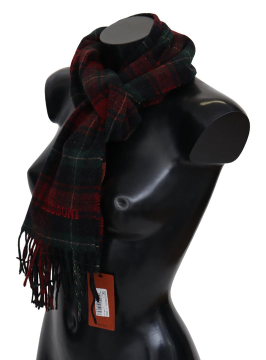 Missoni Black Red Check Wool Unisex Neck Wrap Fringes Scarf Curated Luxury Accessories by Orvyn