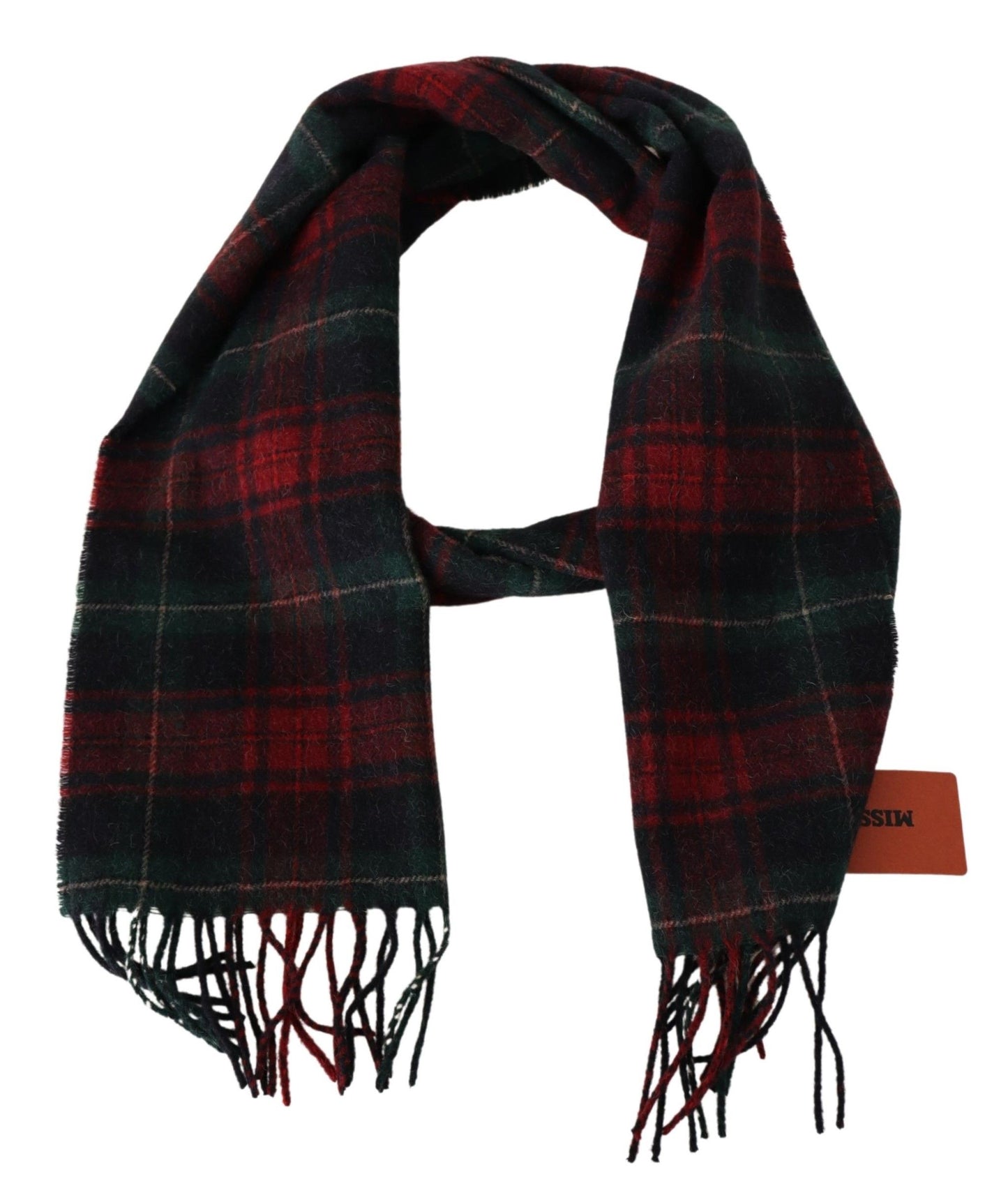 Missoni Black Red Check Wool Unisex Neck Wrap Fringes Scarf Curated Luxury Accessories by Orvyn