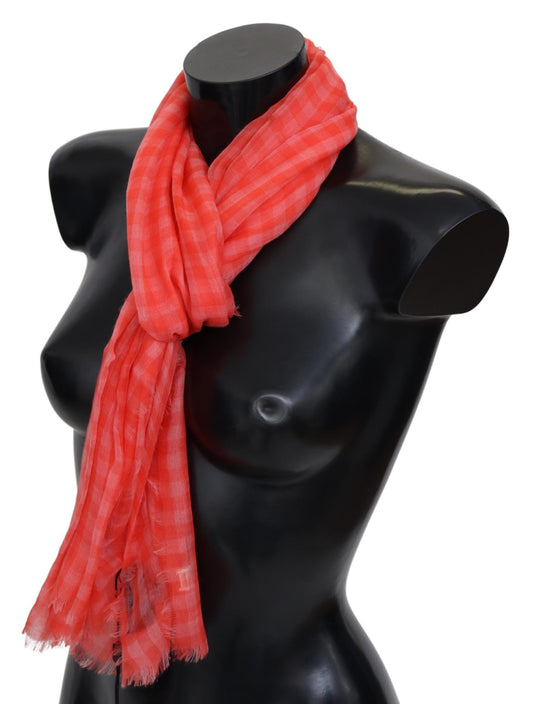 Missoni Orange Check Cashmere Unisex Wrap Fringes Scarf Curated Luxury Accessories by Orvyn