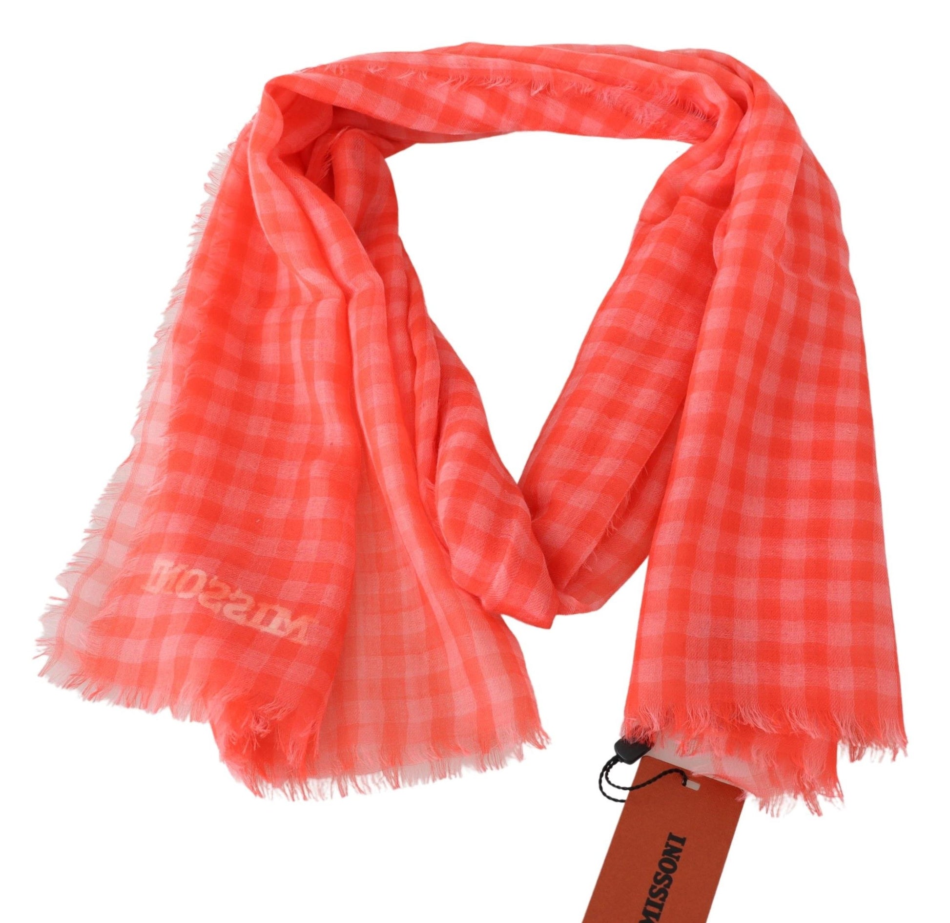 Missoni Orange Check Cashmere Unisex Wrap Fringes Scarf Curated Luxury Accessories by Orvyn