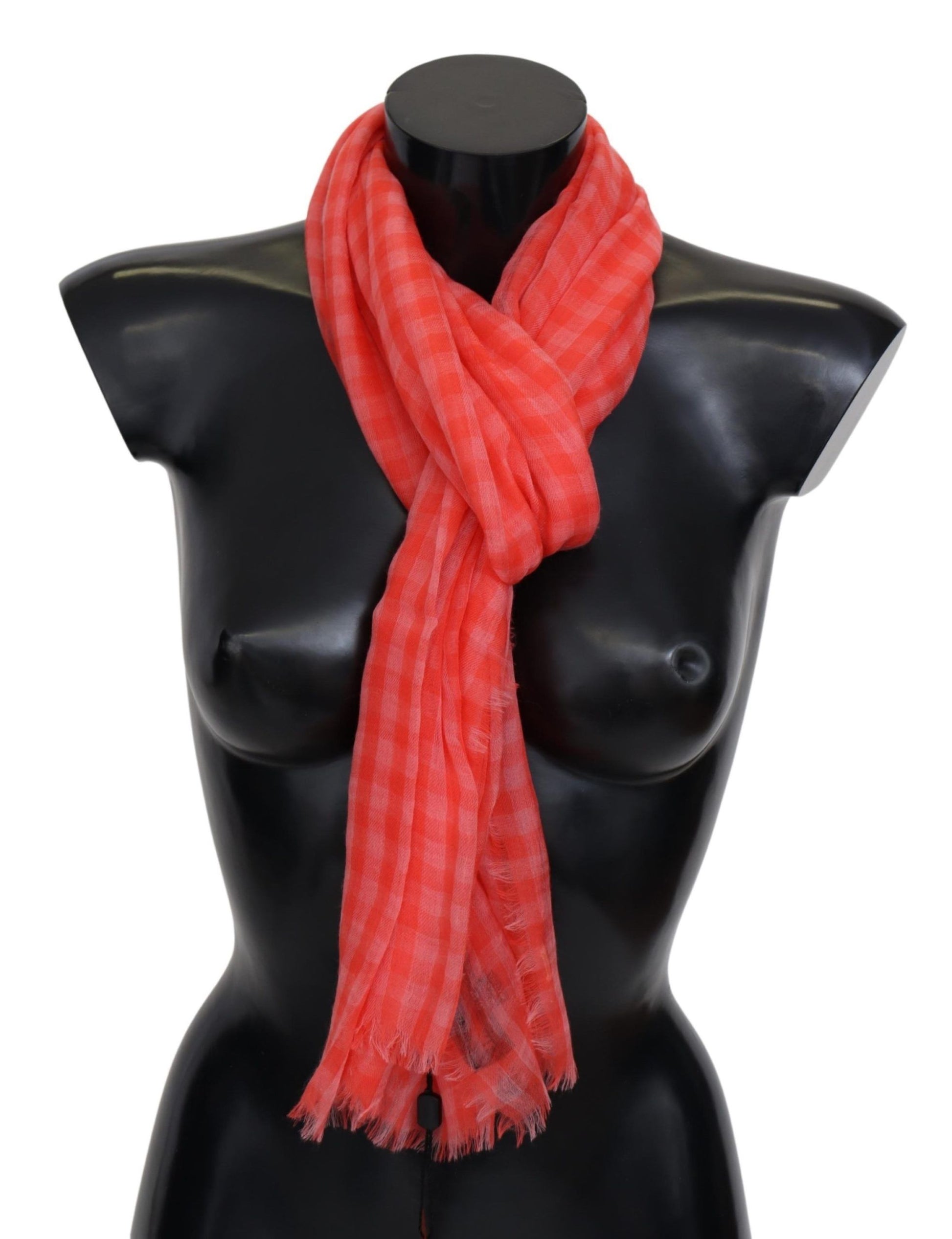 Missoni Orange Check Cashmere Unisex Wrap Fringes Scarf Curated Luxury Accessories by Orvyn