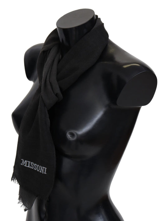 Missoni Black 100% Wool Unisex Neck Wrap Scarf Curated Luxury Accessories by Orvyn