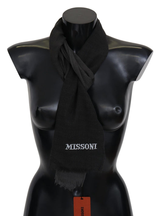 Missoni Black 100% Wool Unisex Neck Wrap Scarf Curated Luxury Accessories by Orvyn