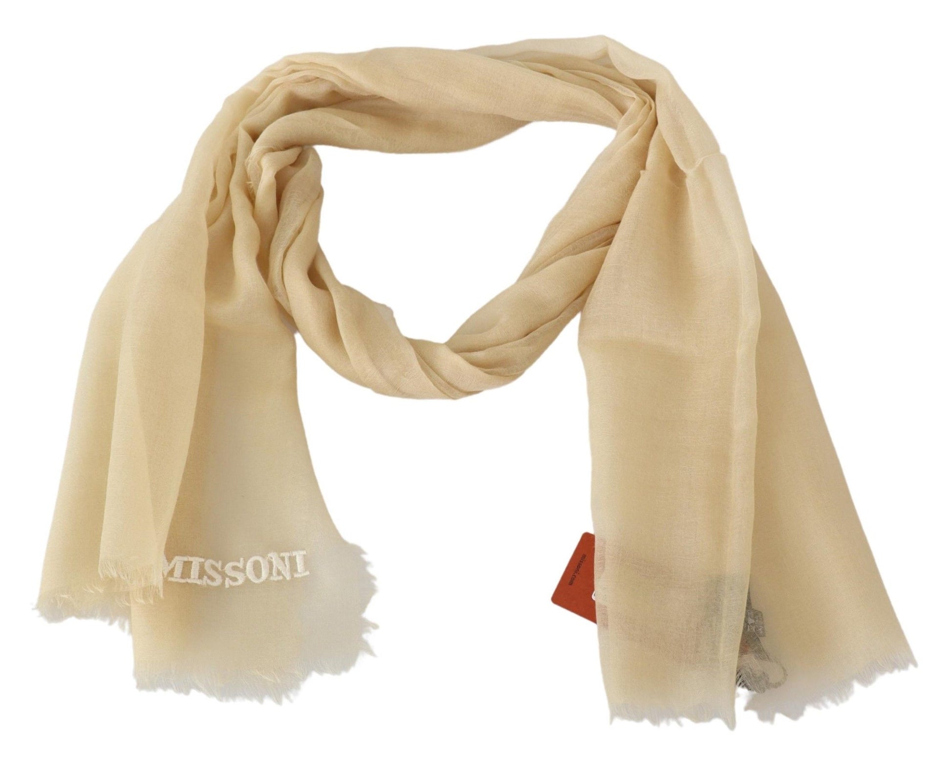 Missoni Beige Cashmere Unisex Neck Scarf Curated Luxury Accessories by Orvyn