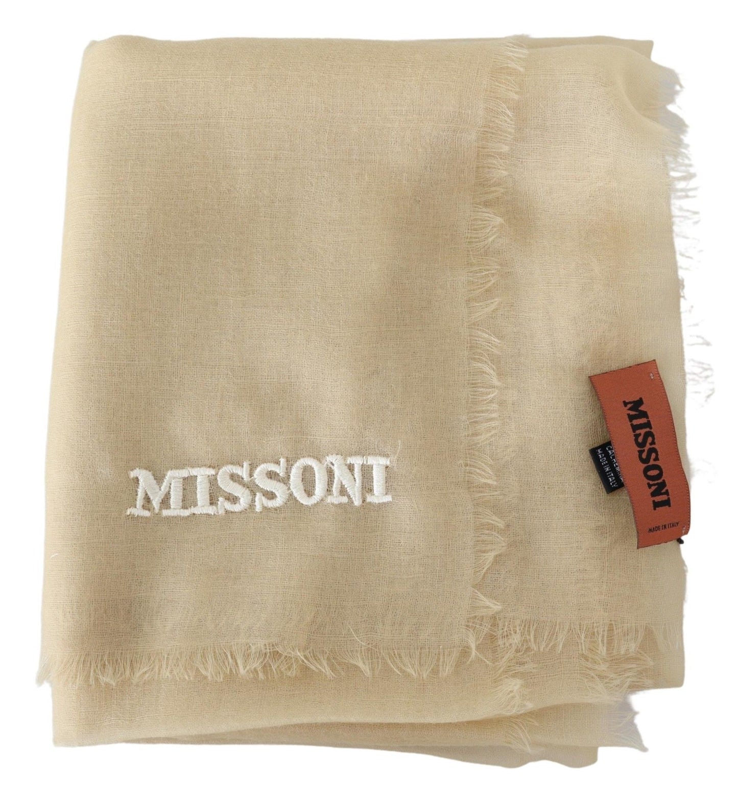 Missoni Beige Cashmere Unisex Neck Scarf Curated Luxury Accessories by Orvyn