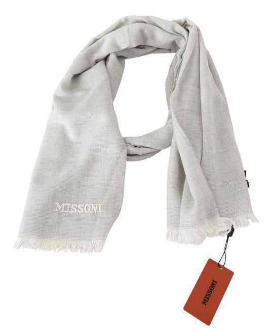 Missoni Gray Wool Knit Unisex Neck Wrap Scarf Curated Luxury Accessories by Orvyn