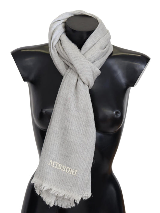 Missoni Gray Wool Knit Unisex Neck Wrap Scarf Curated Luxury Accessories by Orvyn